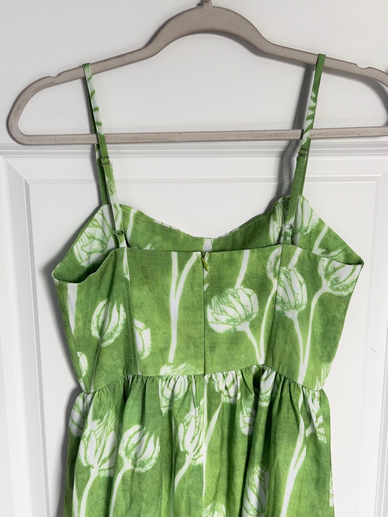 Rihoas Lime Green Floral Patterned Midi Dress Sizer Medium 39605 — image 7 of 8